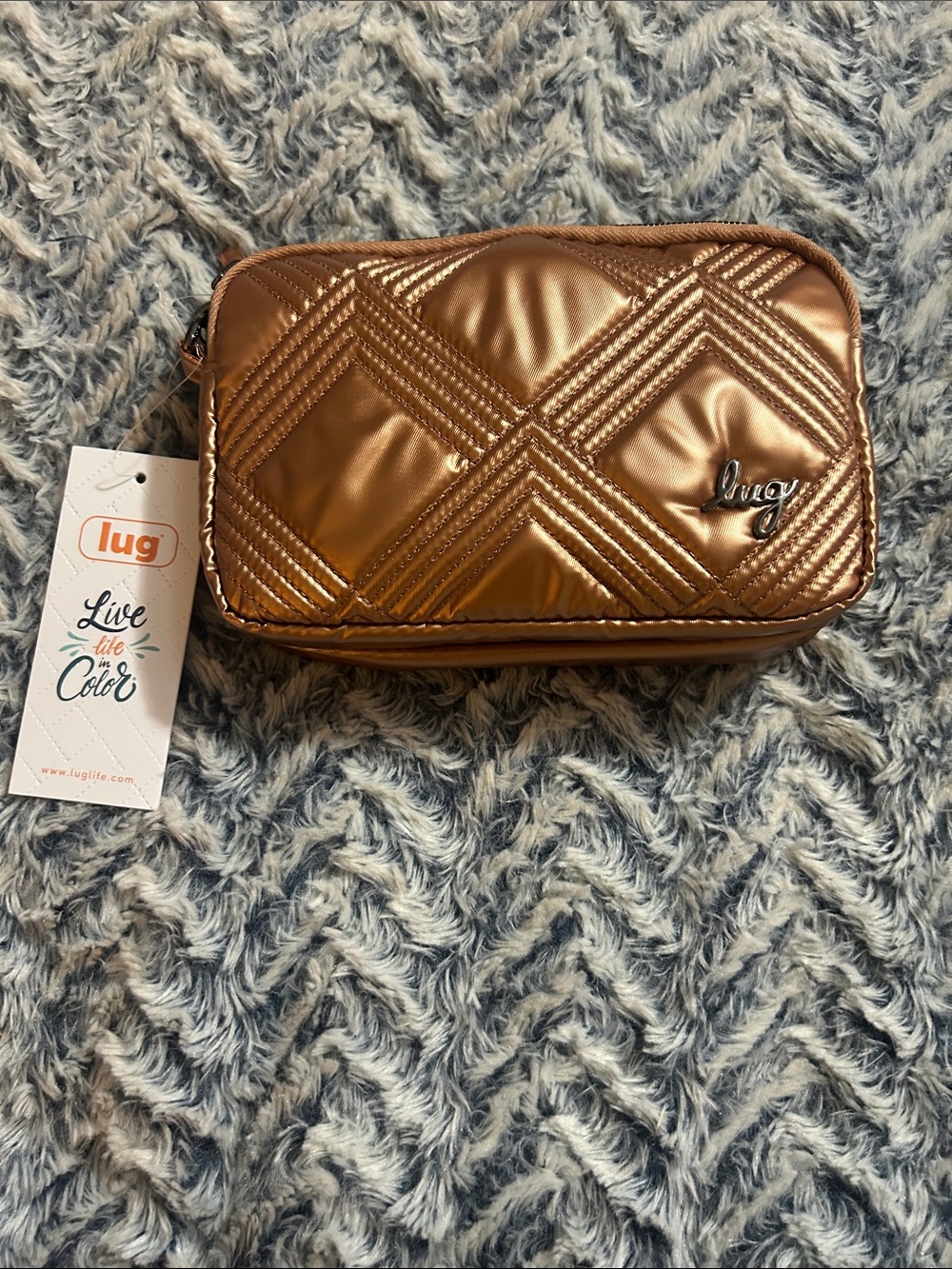 lug Quilted Metallic Rose Gold Coupe Crossbody Bag